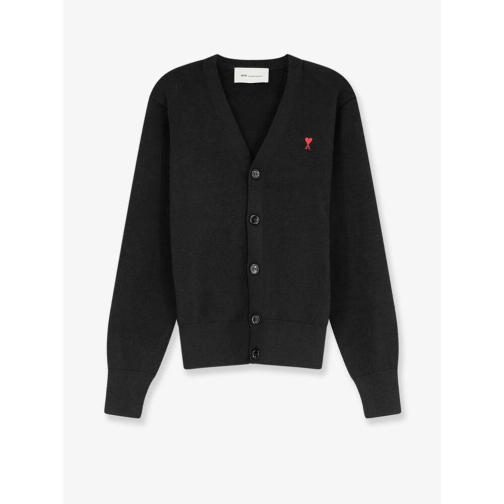 Ami Paris Men Wool Cardigan With Logo Embroidery